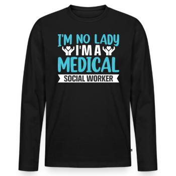Travailleur social médical en cours Emploi - T-shirt manches longues Premium bio Homme - noir - Devant - Nico (187cm)
