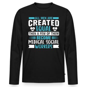 Travailleur social médical Emploi Hôpital - T-shirt manches longues Premium bio Homme - noir - Devant - Nico (187cm)