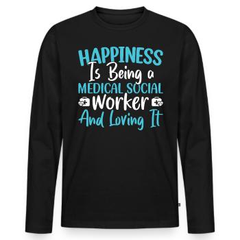 Medical Social Worker In Progress Job Occupation - Men's Premium Organic Long Sleeve Shirt - black - Front - Nico (187cm)