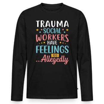 Traumatisme Les travailleurs sociaux ont des sentiments trop occupés - T-shirt manches longues Premium bio Homme - noir - Devant - Nico (187cm)
