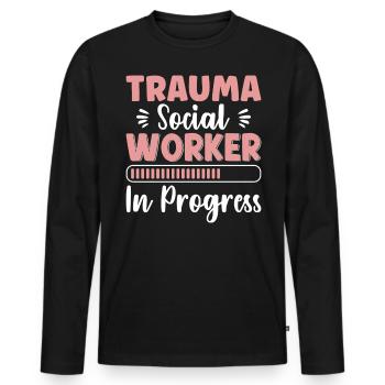 Trauma Travailleur social en progrès Santé mentale - T-shirt manches longues Premium bio Homme - noir - Devant - Nico (187cm)