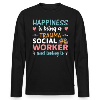 Trauma Travailleur social Profession Emploi Santé mentale - T-shirt manches longues Premium bio Homme - noir - Devant - Nico (187cm)