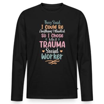 Trauma Travailleur social Profession Emploi Santé mentale - T-shirt manches longues Premium bio Homme - noir - Devant - Nico (187cm)