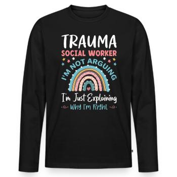 Trauma Travailleur social Profession Emploi Santé mentale - T-shirt manches longues Premium bio Homme - noir - Devant - Nico (187cm)