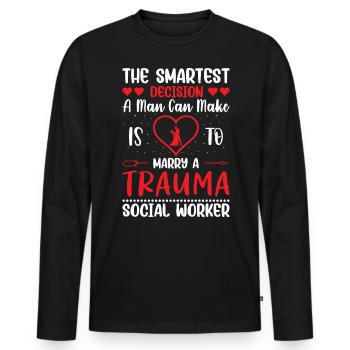 Trauma Travailleur social Profession Emploi Santé mentale - T-shirt manches longues Premium bio Homme - noir - Devant - Nico (187cm)
