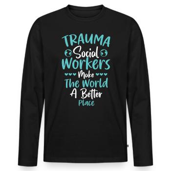 Trauma Travailleur social Profession Emploi Santé mentale - T-shirt manches longues Premium bio Homme - noir - Devant - Nico (187cm)
