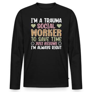 Trauma Travailleur social Profession Emploi Santé mentale - T-shirt manches longues Premium bio Homme - noir - Devant - Nico (187cm)