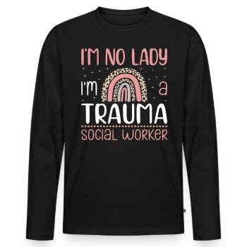 Je ne suis pas une dame Je suis une travailleuse sociale traumatisée Profession - T-shirt manches longues Premium bio Homme - noir - Devant - Nico (187cm)