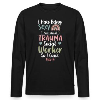 Trauma Travailleur social Profession Emploi Santé mentale - T-shirt manches longues Premium bio Homme - noir - Devant - Nico (187cm)