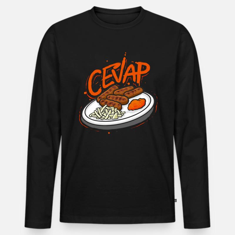 Cevap Serbian Grill Sausages Cevapi - Männer Premium Bio Langarmshirt - Schwarz