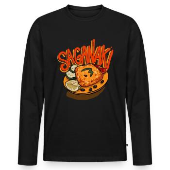 Saganaki Greek Cuisine Food Lovers - Männer Premium Bio Langarmshirt - Schwarz - Vorne - Nico (187cm)
