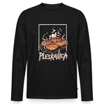 Pleskavica Balkan Meat Sur le gril - T-shirt manches longues Premium bio Homme - noir - Devant - Nico (187cm)