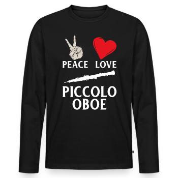 Peace Love Piccolo Oboe Music Instrument - Männer Premium Bio Langarmshirt - Schwarz - Vorne - Nico (187cm)