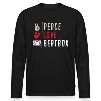Peace Love Beatbox Instrument de musique - T-shirt manches longues Premium bio Homme - noir - Devant - Nico (187cm)