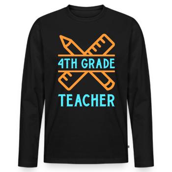 4e année Enseignante éducatrice École de formation à l’emploi - T-shirt manches longues Premium bio Homme - noir - Devant - Nico (187cm)