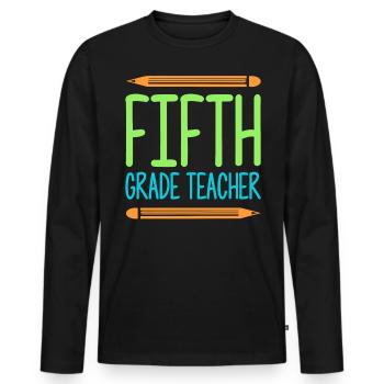 5e année Enseignante éducatrice École de formation à l’emploi - T-shirt manches longues Premium bio Homme - noir - Devant - Nico (187cm)
