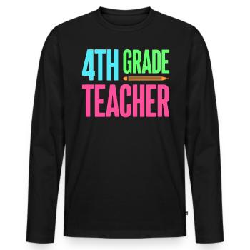 4e année Enseignante éducatrice École de formation à l’emploi - T-shirt manches longues Premium bio Homme - noir - Devant - Nico (187cm)