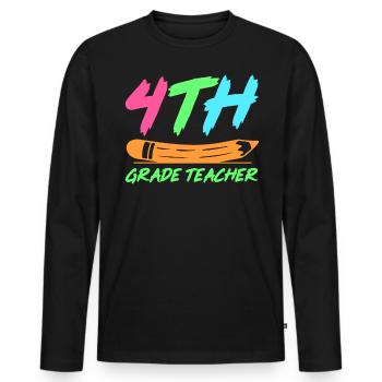 4e année Enseignante éducatrice École de formation à l’emploi - T-shirt manches longues Premium bio Homme - noir - Devant - Nico (187cm)