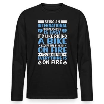 International Social Worker Occupation Profession - Men's Premium Organic Long Sleeve Shirt - black - Front - Nico (187cm)