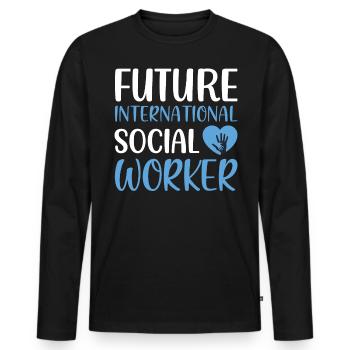 Future International Social Worker Job Profession - Men's Premium Organic Long Sleeve Shirt - black - Front - Nico (187cm)