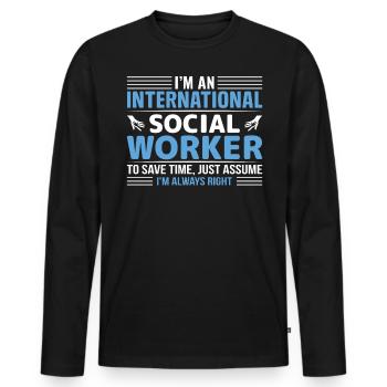 International Social Worker Occupation Profession - Männer Premium Bio Langarmshirt - Schwarz - Vorne - Nico (187cm)