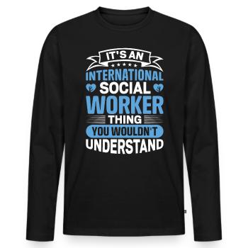 C’est une chose de travailleur social international vous - T-shirt manches longues Premium bio Homme - noir - Devant - Nico (187cm)