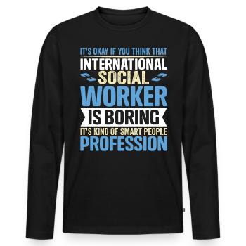 International Social Worker Occupation Profession - Men's Premium Organic Long Sleeve Shirt - black - Front - Nico (187cm)