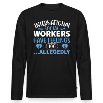 Les travailleurs sociaux internationaux ont aussi des sentiments - T-shirt manches longues Premium bio Homme - noir - Devant - Nico (187cm)