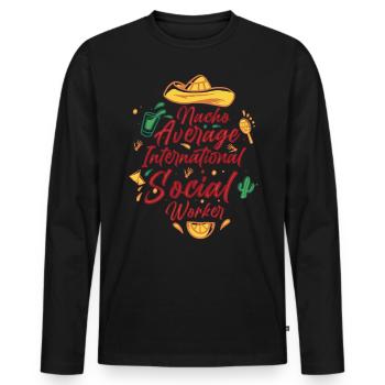 Nacho Travailleur social international moyen Mexique - T-shirt manches longues Premium bio Homme - noir - Devant - Nico (187cm)