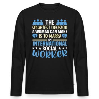 International Social Worker Occupation Profession - Men's Premium Organic Long Sleeve Shirt - black - Front - Nico (187cm)