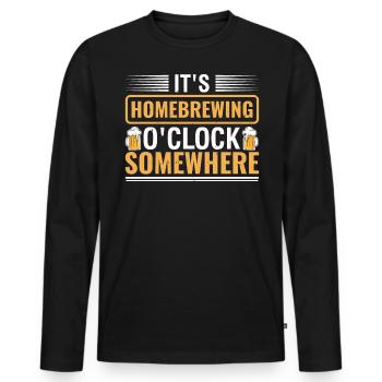 It's Homebrewing O'clock Somewhere Beer Brewing - Männer Premium Bio Langarmshirt - Schwarz - Vorne - Nico (187cm)