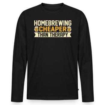 Homebrewing Cheaper Than Therapy Beer Brewing - Men's Premium Organic Long Sleeve Shirt - black - Front - Nico (187cm)
