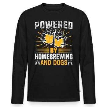 Powered By Homebrewing And Dogs Puppy Lover - Men's Premium Organic Long Sleeve Shirt - black - Front - Nico (187cm)
