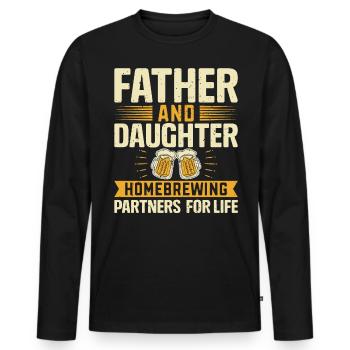Father And Daughter Homebrewing Partners For Life - Men's Premium Organic Long Sleeve Shirt - black - Front - Nico (187cm)