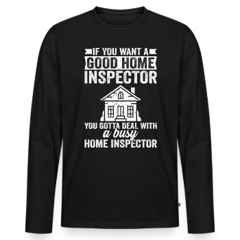 Home Inspector Job Occupation Profession Career - Männer Premium Bio Langarmshirt - Schwarz - Vorne - Nico (187cm)
