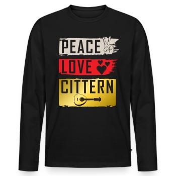 Peace Love Cittern Irish Step danse - T-shirt manches longues Premium bio Homme - noir - Devant - Nico (187cm)