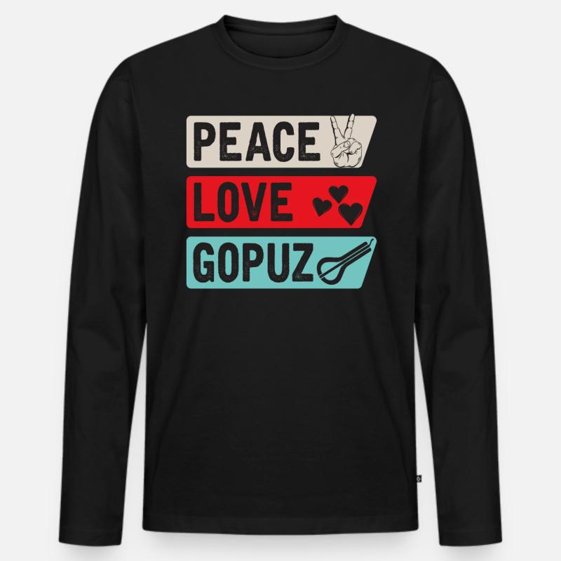 Peace Love Gopuz Stringed Instruments - Männer Premium Bio Langarmshirt - Schwarz
