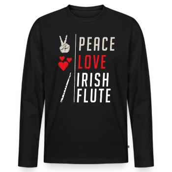 Peace Love Irish Flute Leprechaun Flute - Männer Premium Bio Langarmshirt - Schwarz - Vorne - Nico (187cm)