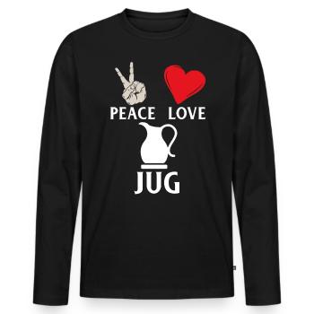Peace Love Jug Instrument Jug Music - Men's Premium Organic Long Sleeve Shirt - black - Front - Nico (187cm)