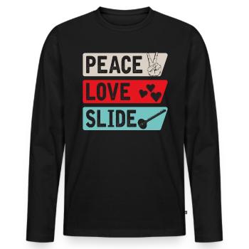 Peace Love Slide Musical Instrument - Männer Premium Bio Langarmshirt - Schwarz - Vorne - Nico (187cm)