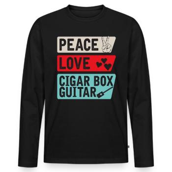 Peace Love Cigar Box Guitar Instrument - Männer Premium Bio Langarmshirt - Schwarz - Vorne - Nico (187cm)