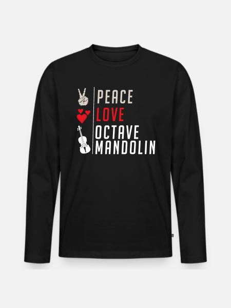 Peace Love Octave Mandolin Instrument - Men's Premium Organic Long Sleeve Shirt - black