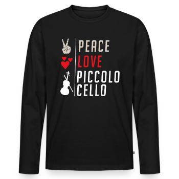 Piccolo Cello Musical Instrument Players - Männer Premium Bio Langarmshirt - Schwarz - Vorne - Nico (187cm)