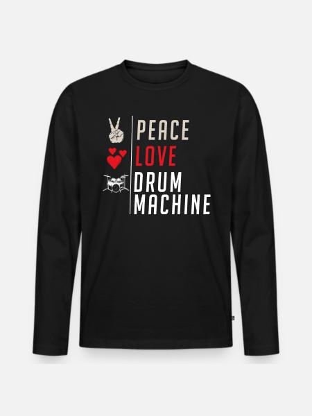 Drum Machine Musical Instrument Drummers - Männer Premium Bio Langarmshirt - Schwarz