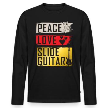 Peace Love Slide Guitar Music Instrument - Männer Premium Bio Langarmshirt - Schwarz - Vorne - Nico (187cm)