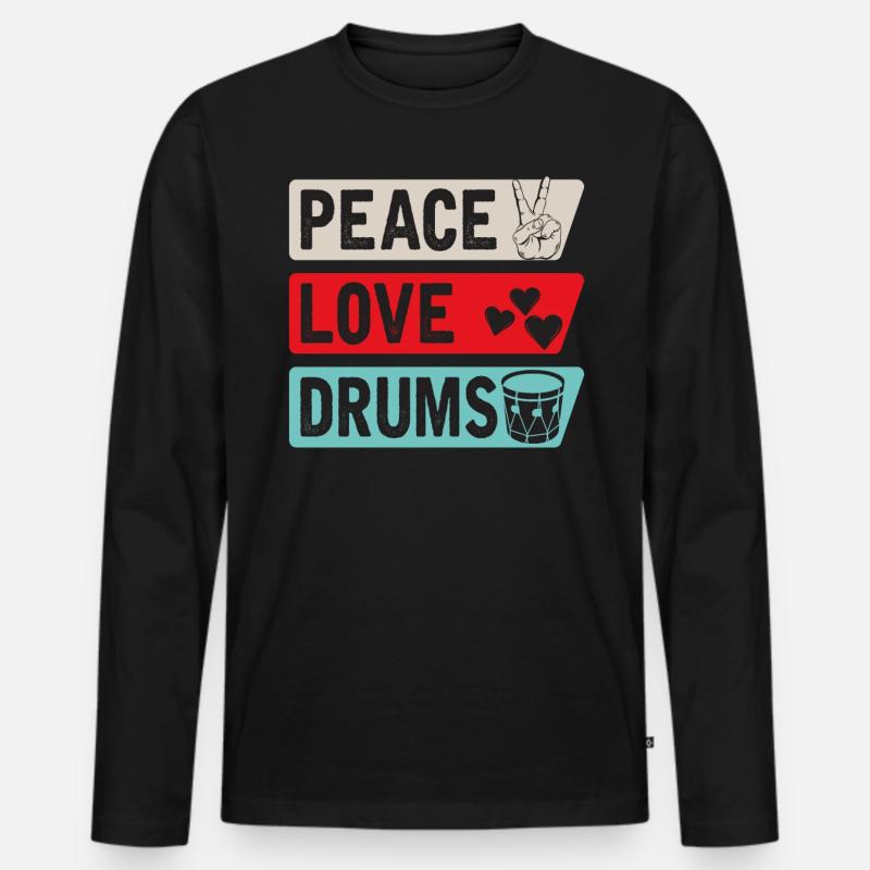 Drums Musical Instrument Lovers Drummers - Männer Premium Bio Langarmshirt - Schwarz