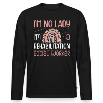 Je ne suis pas une dame Je suis une travailleuse sociale en réadaptation - T-shirt manches longues Premium bio Homme - noir - Devant - Nico (187cm)