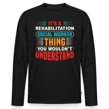 Une profession de travailleur social en réadaptation - T-shirt manches longues Premium bio Homme - noir - Devant - Nico (187cm)