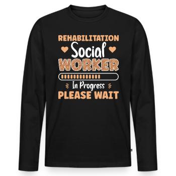 Réadaptation Travailleur social en cours Emploi - T-shirt manches longues Premium bio Homme - noir - Devant - Nico (187cm)