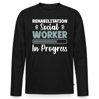 Réadaptation Travailleur social en cours Emploi - T-shirt manches longues Premium bio Homme - noir - Devant - Nico (187cm)